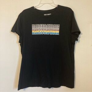 Harley Davidson XL black shirt sleeve t shirt with colorful logo